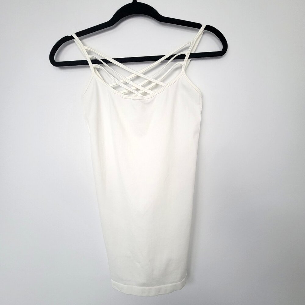 Zenana Outfitters White Strappy Crisscross Cami Tank Top Minimalist Y2K Basic